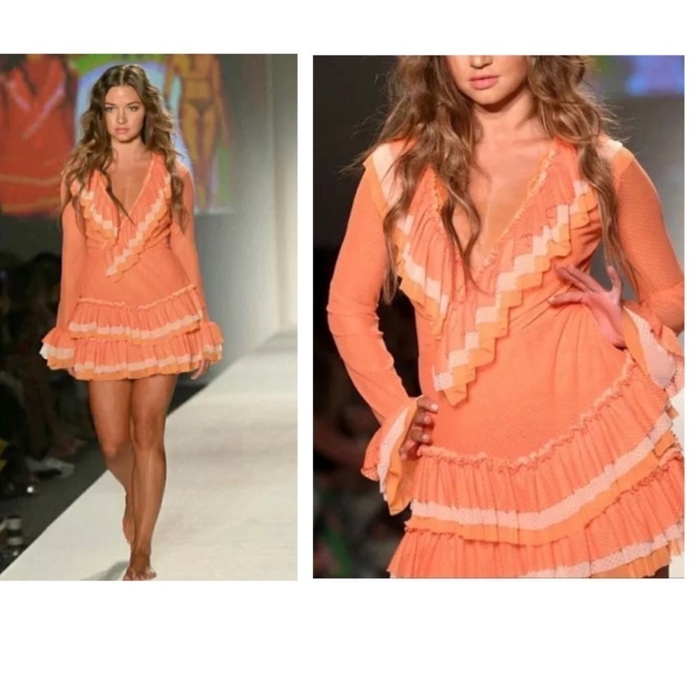 New! We Are HAH “Mags About You” RARE Color Ruffle Lace Dress 🍑 XS NWT! - Picture 3 of 15